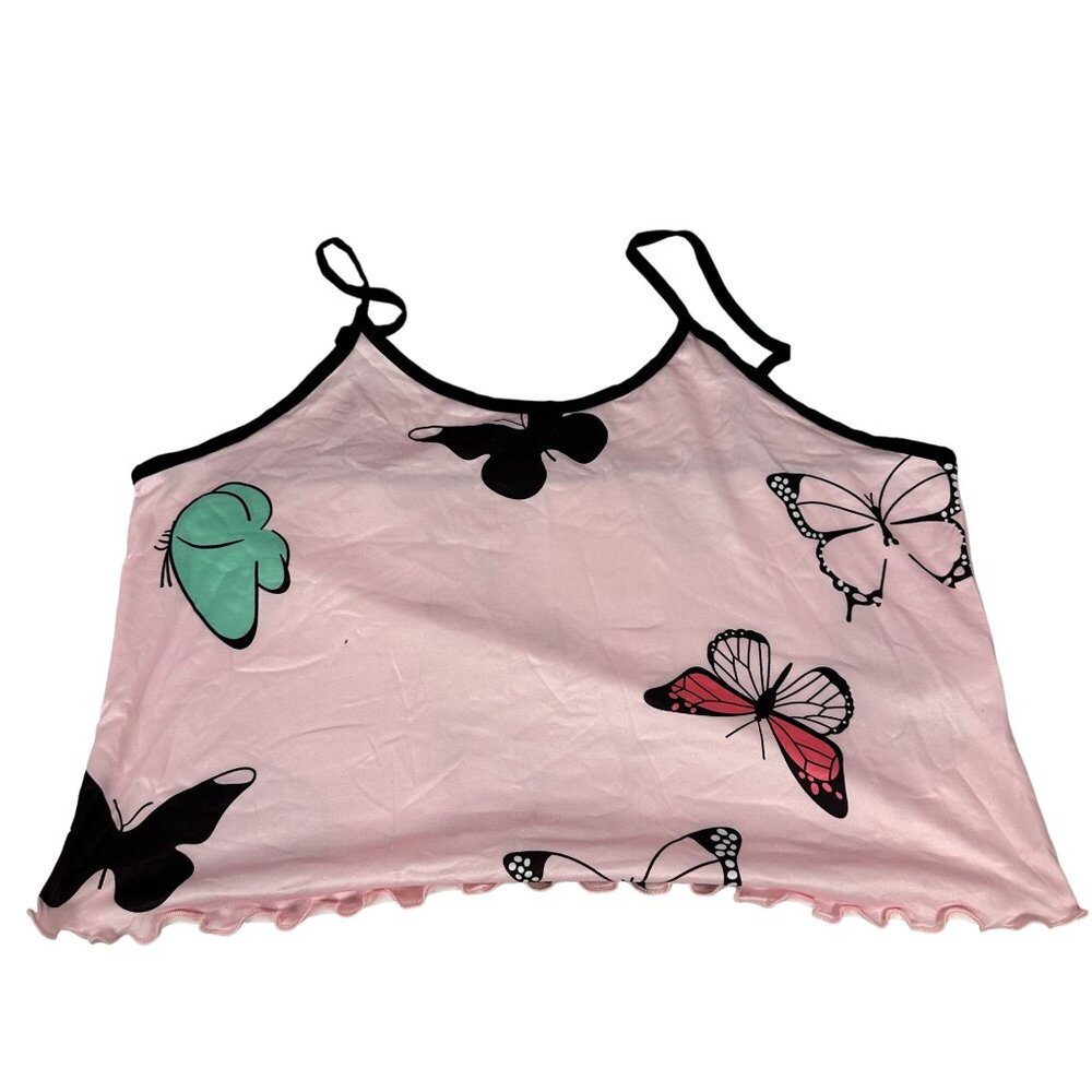 Women's Butterfly Print Pink Sleepwear Set Size Junior XXL